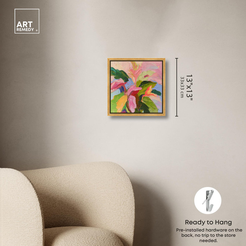 Art Remedy, art tropical brillant sur toile, H 13 po x l 13 po, Cadre flottant doré