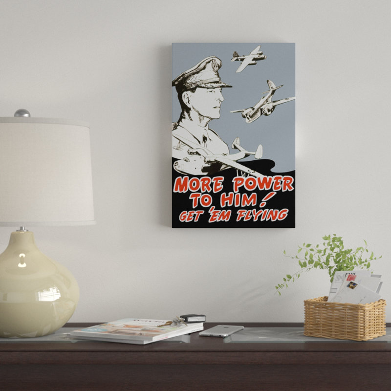 Publicité rétro sur toile, affiche du général Douglas MacArthur and Bomber Planes, H 40 po x l 26 po x P 1,5 po, Toile tendue