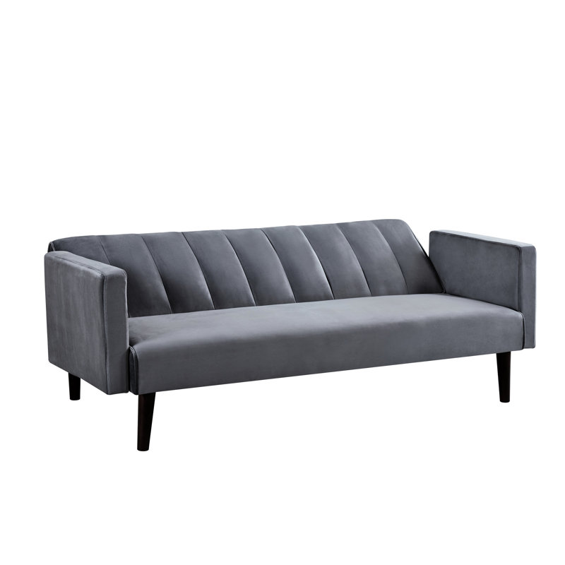 Convertible Futon Bed 72" Twin Sleeper Couch With Channel Stitch, Soft - Touch Velvet, Space Saving For Dorms Breathable Living Room