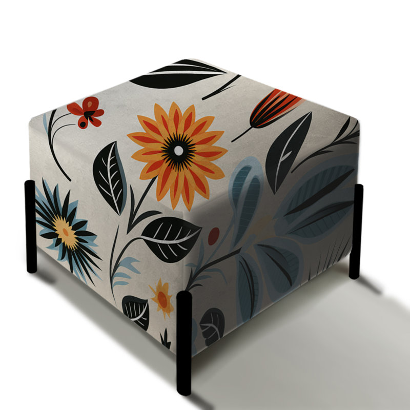 Vintage Flair orange et bleu sarcelle Brilliance floral - repose-pieds carré floral