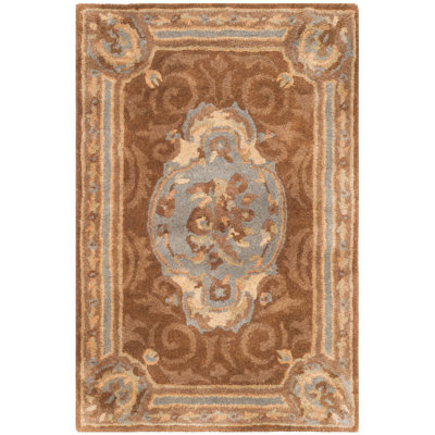 Tapis bleu / brun en laine touffeté à la main Sandusky