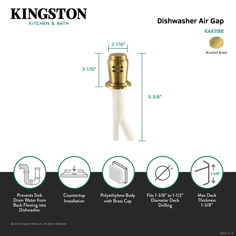 Écart d'air pour lave-vaisselle Kingston Brass Trimscape, Laiton brossé