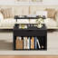 Table basse carrée relevable de 80 cm avec banc, ensemble table basse de style ferme pour salon-129672930