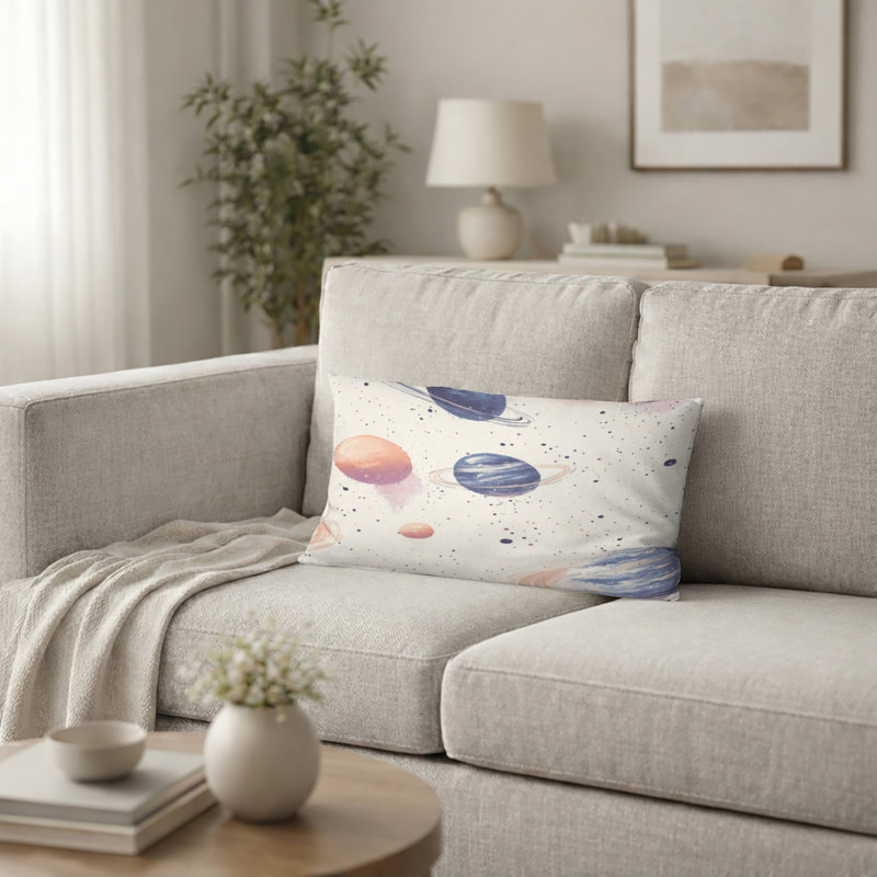 Coussin Starburst - coussin imprimé pastel bleu, H 12 po x l 20 po