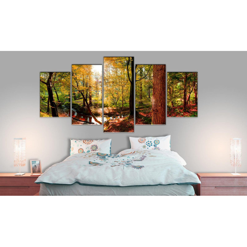 Keisha Autumn Morning Sunshine on Canvas, reproduction de 5 pièces, H 20 po x l 40 po x P 0,7 po