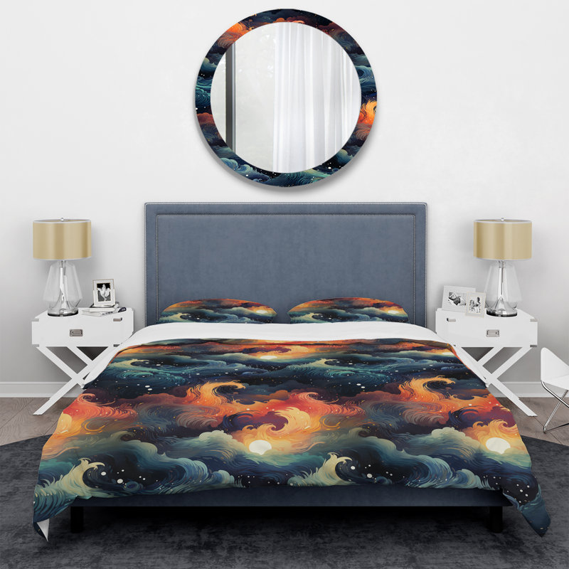 Ensemble de housse de couette multicolore Mystical Journey I, Housse de couette pour très grand lit et 2 très