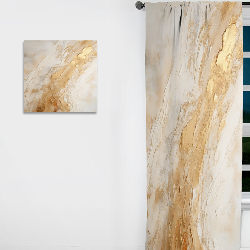 Or blanc marbre Geode Magic - Rideau abstrait obscurcissant en marbre abstrait - 1 panneau, L 52 po x L 90 po