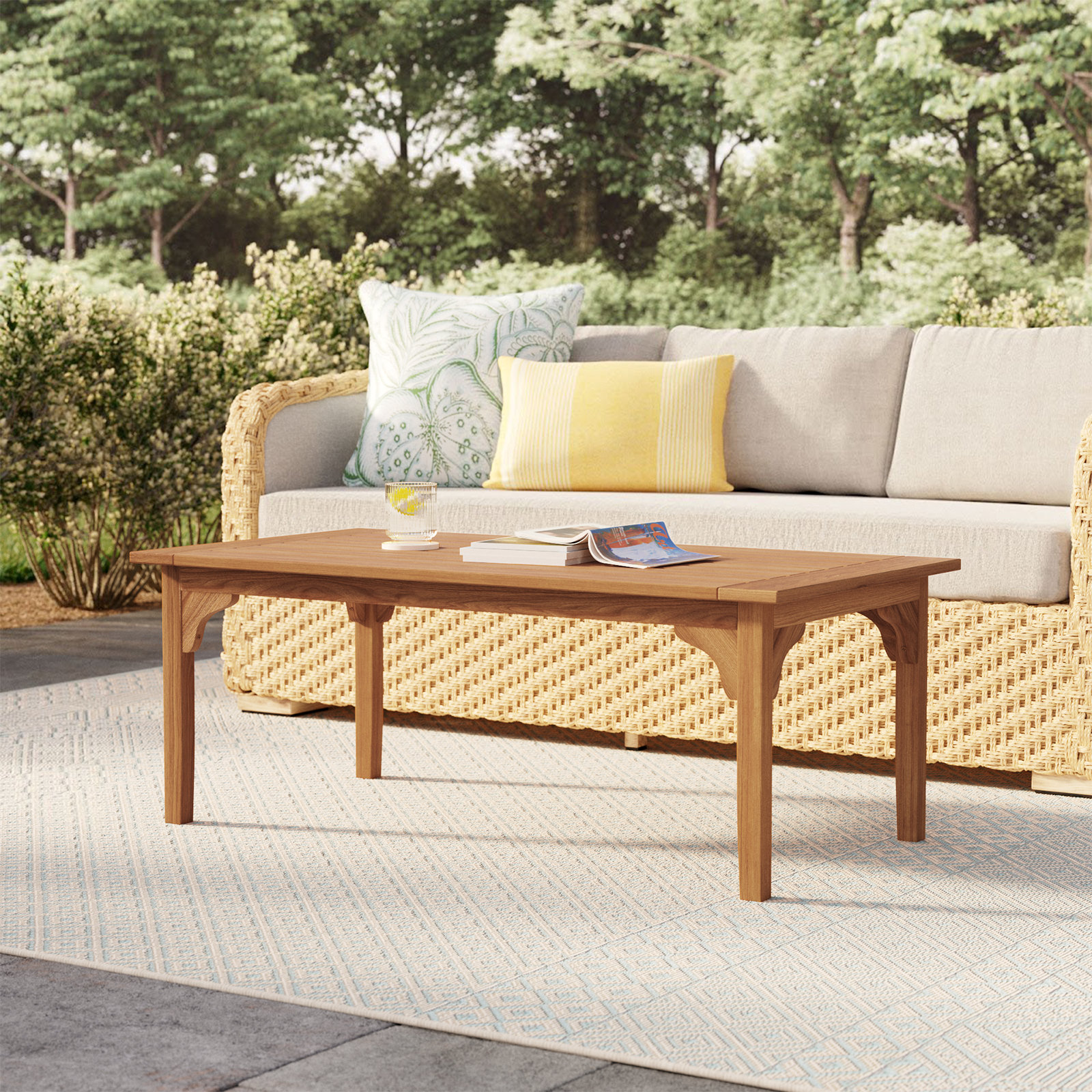 Summerton 48'' Teak Outdoor Coffee Table, Natural
