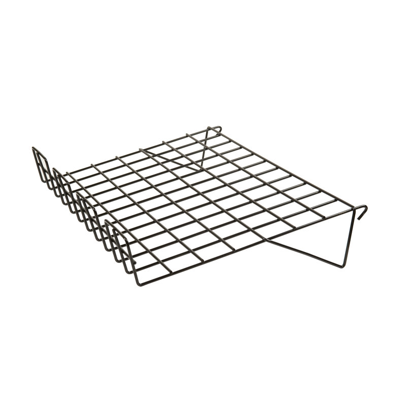 1" H x 23" W Sloping Wire Shelf with Front Lip for Grid Panel, Black
