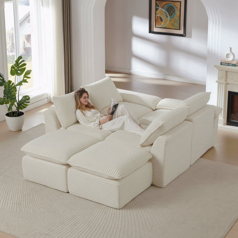 Canapé moderne en velours côtelé, peut être librement combiné et offre une expérience d'assise confortable