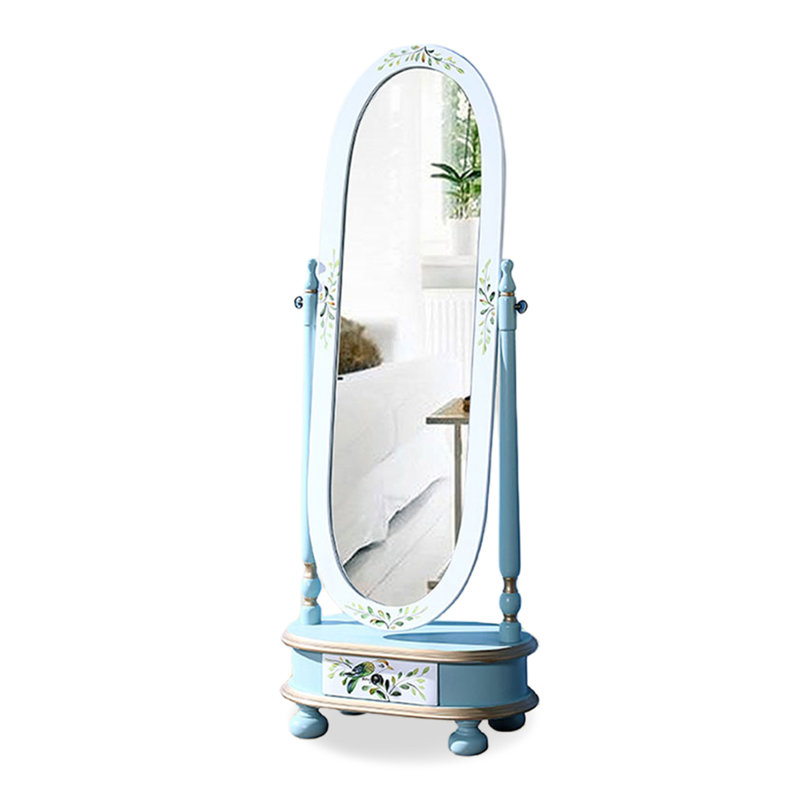 Modern Painted Arched-Panel Drawer Full-Length Mirror