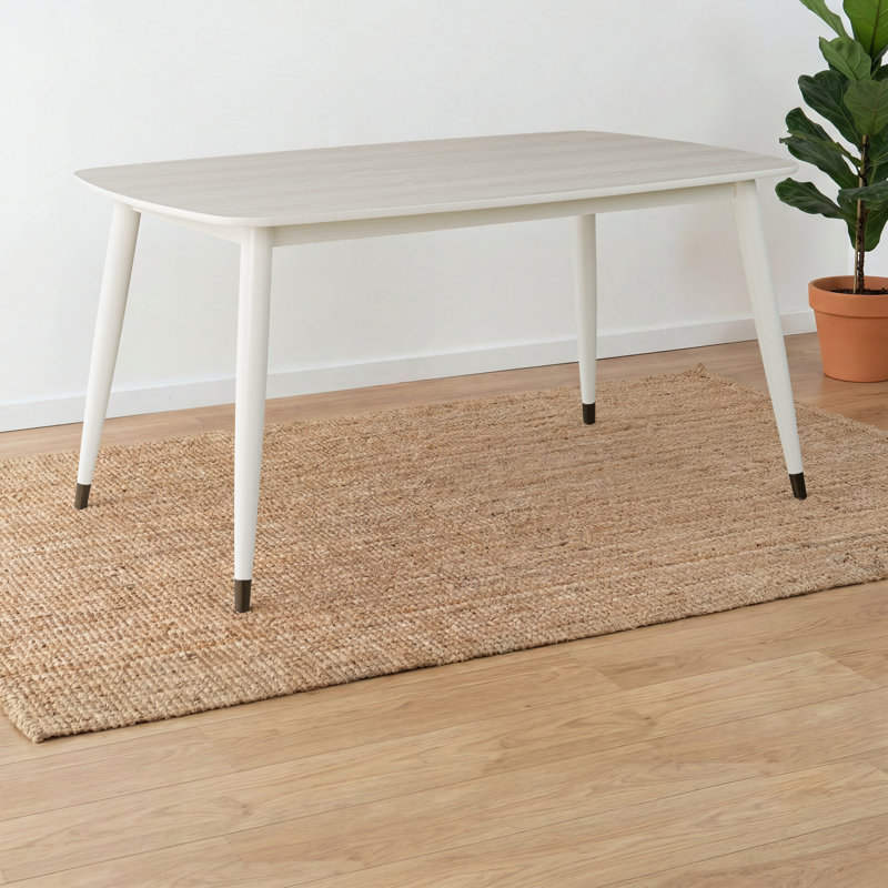 Norvia Traditional Rustic Solid Wood Rectangular Dining Table, Top 60 inches Length, Seats 4 to 6, Classic White Oak  finish