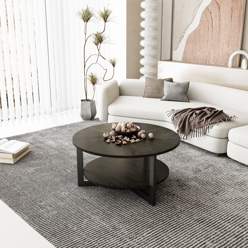Nystrom Three Leg Coffee Table with Storage, Grey