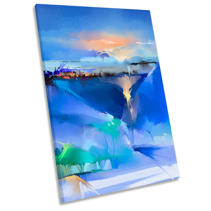 Blue Modern Abstract Repro - Wrapped Canvas Print, 45.7cm H x 30.5cm W x 2cm D