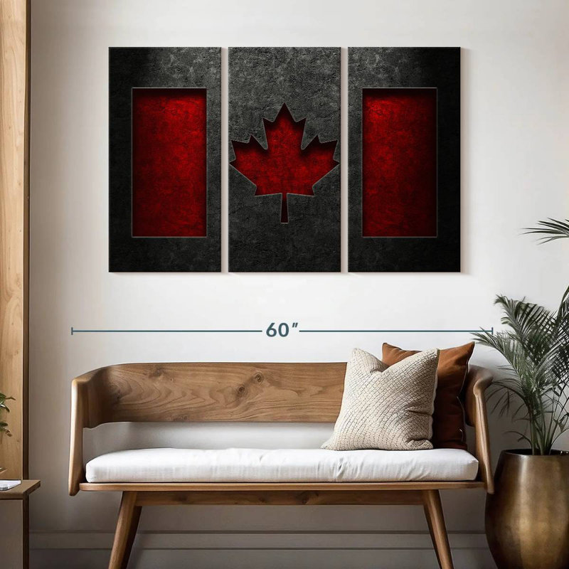 Borges Canadian Flag Stone Texture, 32" H x 50" W