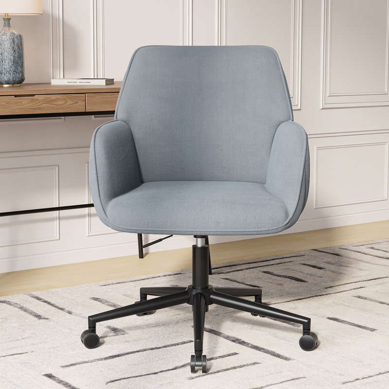Chaise de travail moderne en velours avec structure et dossier en bois, Grey