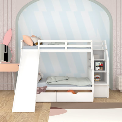 Gelya Kids Twin Over Full Bunk Bed with Drawers
