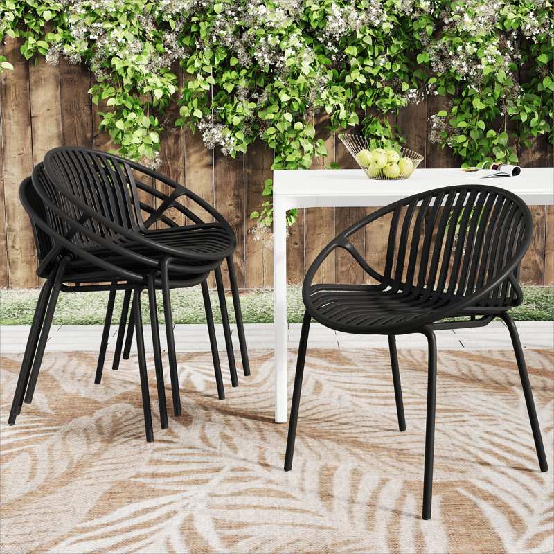 Chaises de salle à manger de patio, Noir