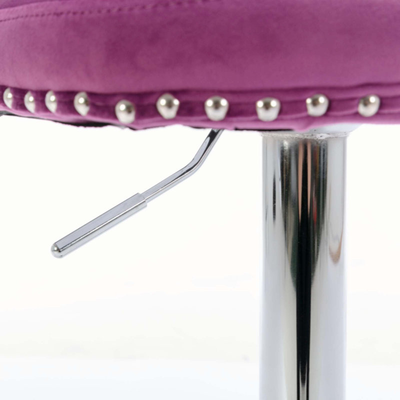 Jillayne Upholstered Golden Swivel Velvet Barstools Adjustable Seat Height, Silver, Light Purple