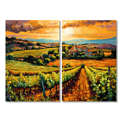 «Vangogh Sunlit Vineyard I», art mural jaune
