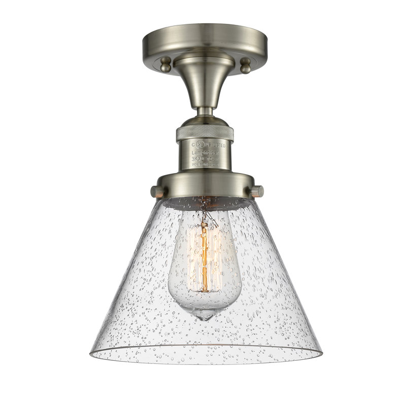 Cone 1 Light Semi-Flush Mount, Brushed Satin Nickel, Seedy
