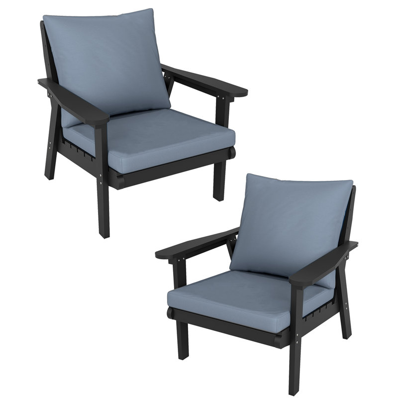Ensemble de chaises simples d'extérieur 2 pièces Hdpe, Gris, Black