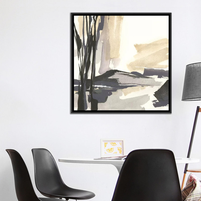 « placid iv », impression sur toile, H 18 po x l 18 po x P 1,5 po, Toile avec cadre noir, Pas de tapis