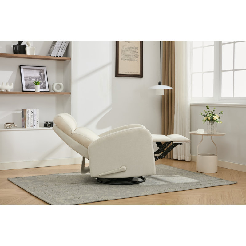 Gardin Upholstered Swivel Reclining Glider Light Beige
