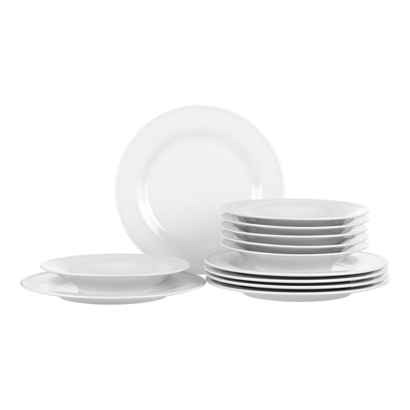 Beat 12 Piece Dinnerware Set, Service for 6, White