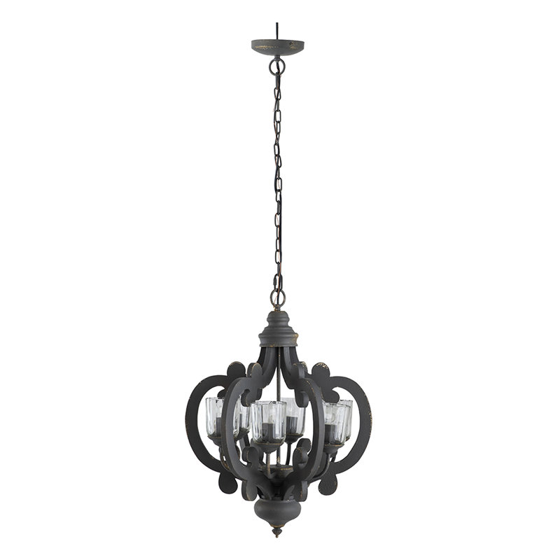 Lustre de ferme 6 lumières avec chaîne réglable - Luminaire suspendu rustique, Gris