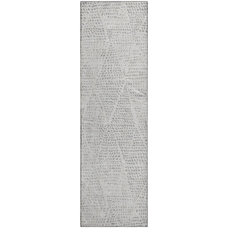 Premium Machine Washable Cerrito AMF591 Silver Rug, Runner 2'3" x 7'6"