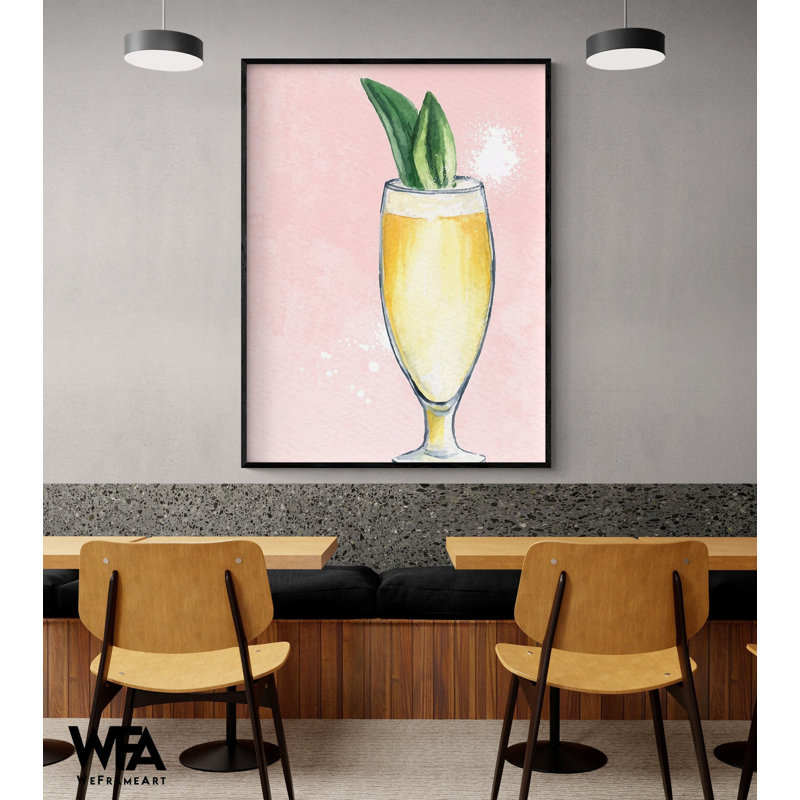 «Cocktail 2» par Kimberly Allen, décor de boisson Pina Colada, art mural de bar tropical, affiche de boisson ananas, impression d'affiche murale Tiki Bar