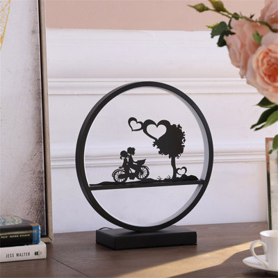 13-Inch Girl And Boy On Bicycle LED Accent Table Lamp