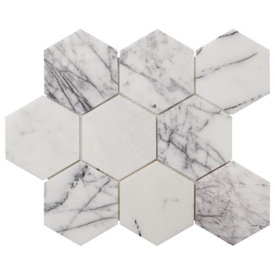 Lilac Premium 4” Hexagon Polished Marble Mosaic Tile