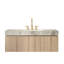 Meuble-lavabo 48 po avec comptoir en pierre frittée grise, vasque en céramique, armoire en contreplaqué, 2 portes et 1 tiroir, pré-assemblé, glissières de tiroir durables, comptoir de style flottant, 3 trous de robinet,-133043669