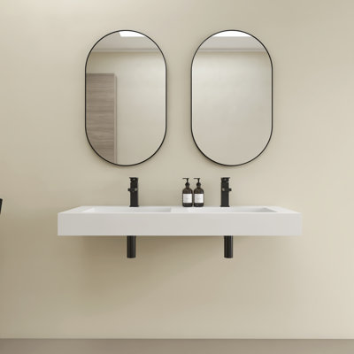 Lavabo de salle de bain mural à double cuve 47 "avec trou pour robinet