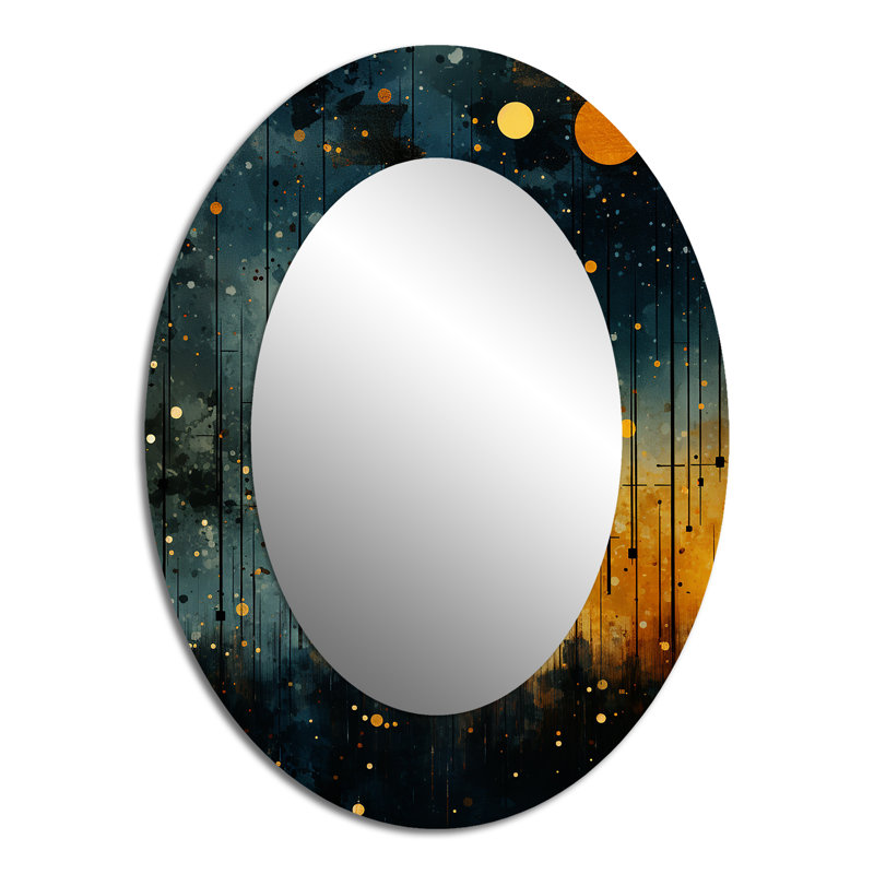 Miroir mural jaune avec motif de murmures astral jaune, H 40 po x l 30 po