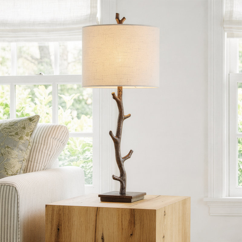 Hallie Metal Table Lamp Lamp, Dark Bronze/Silver, Off White