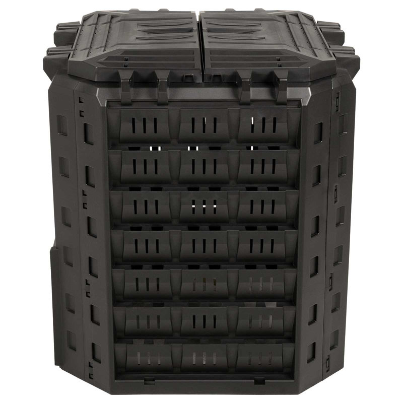 vidaXL Garden Composter Black 100% PP Outdoor Bin Waste Container Recycling