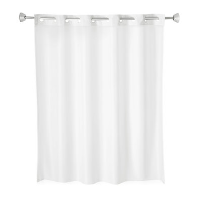 Whitmor No Hook Split Ring Plainweave Long Shower Curtain with Window, No Snap Liner