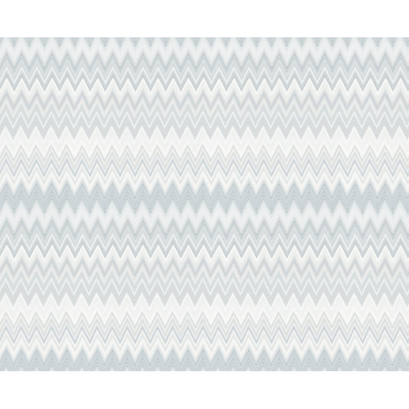 Papier peint adhésif zigzag blanc, Bleu