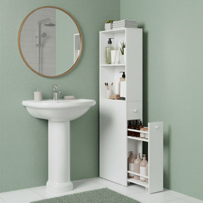 Freestanding Cabinet With Storage Drawers And Adjustable Shelf