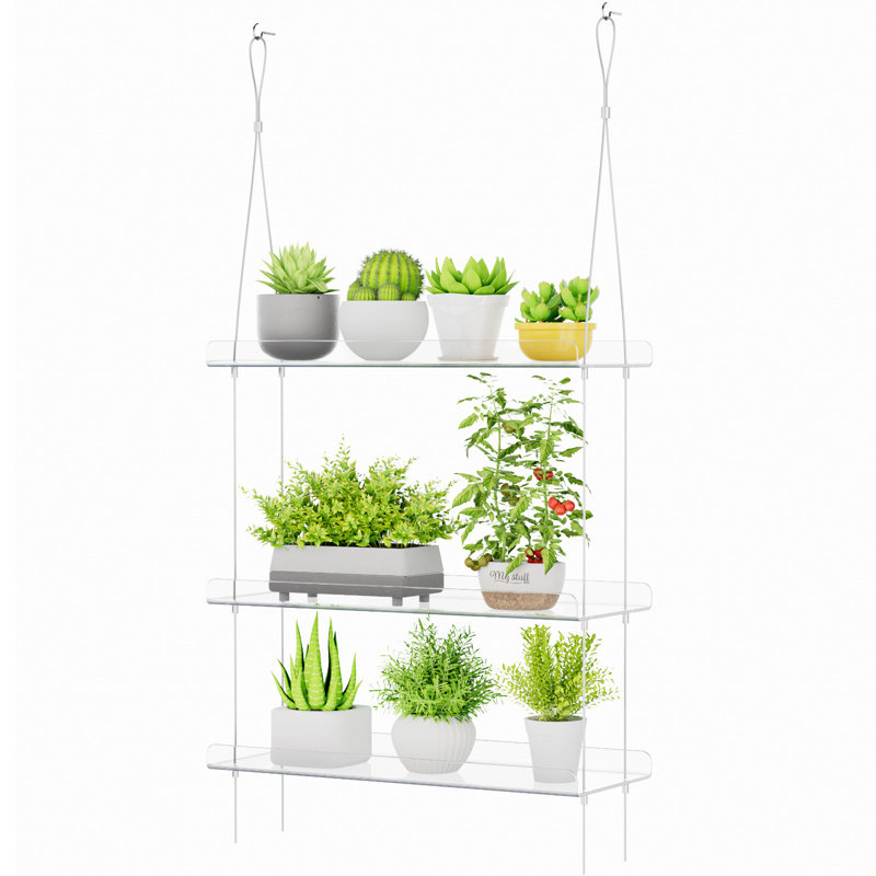 Étagère de fenêtre à 3 niveaux à 3 niveaux, tablette flottante réglable en acrylique, rallonge de rebord de fenêtre pour plantes grasses d'intérieur, micro-verts, pots à graines, pots à plantes