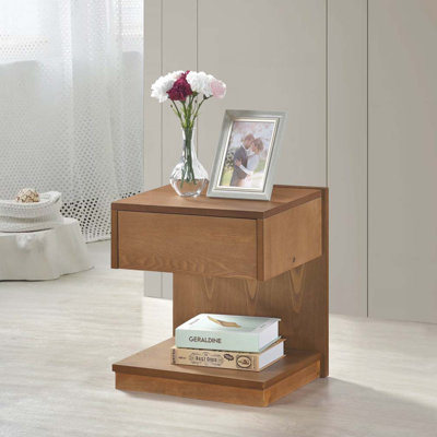 Table basse en bois avec tiroir, tablette