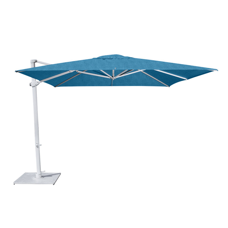 Pavone 10' Square Cantilever Umbrella (Grip Handle), Double Stack Plate - Medium, Grey, True Blue