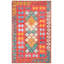 Tapis oriental en laine / coton / latex touffeté à la main en rouge / brun-1262849732