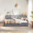 Twin Size Upholstered Platform Bed With Storage And Drawers, Gray-1007861544