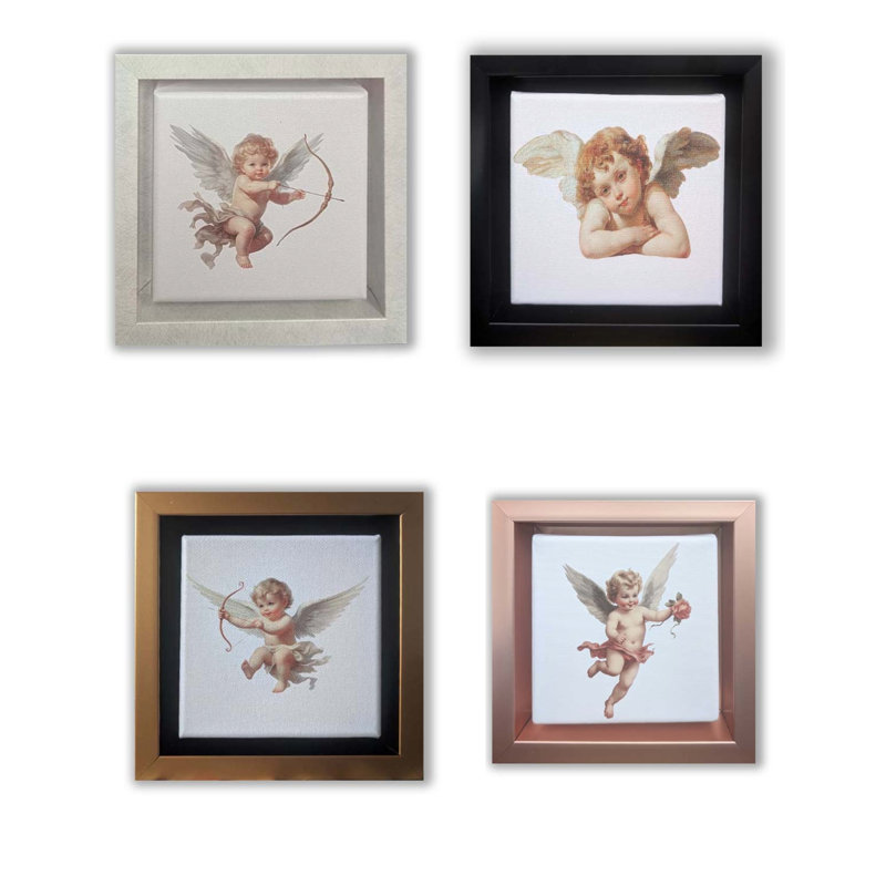 Ensemble de 4 anges encadrés, art mural