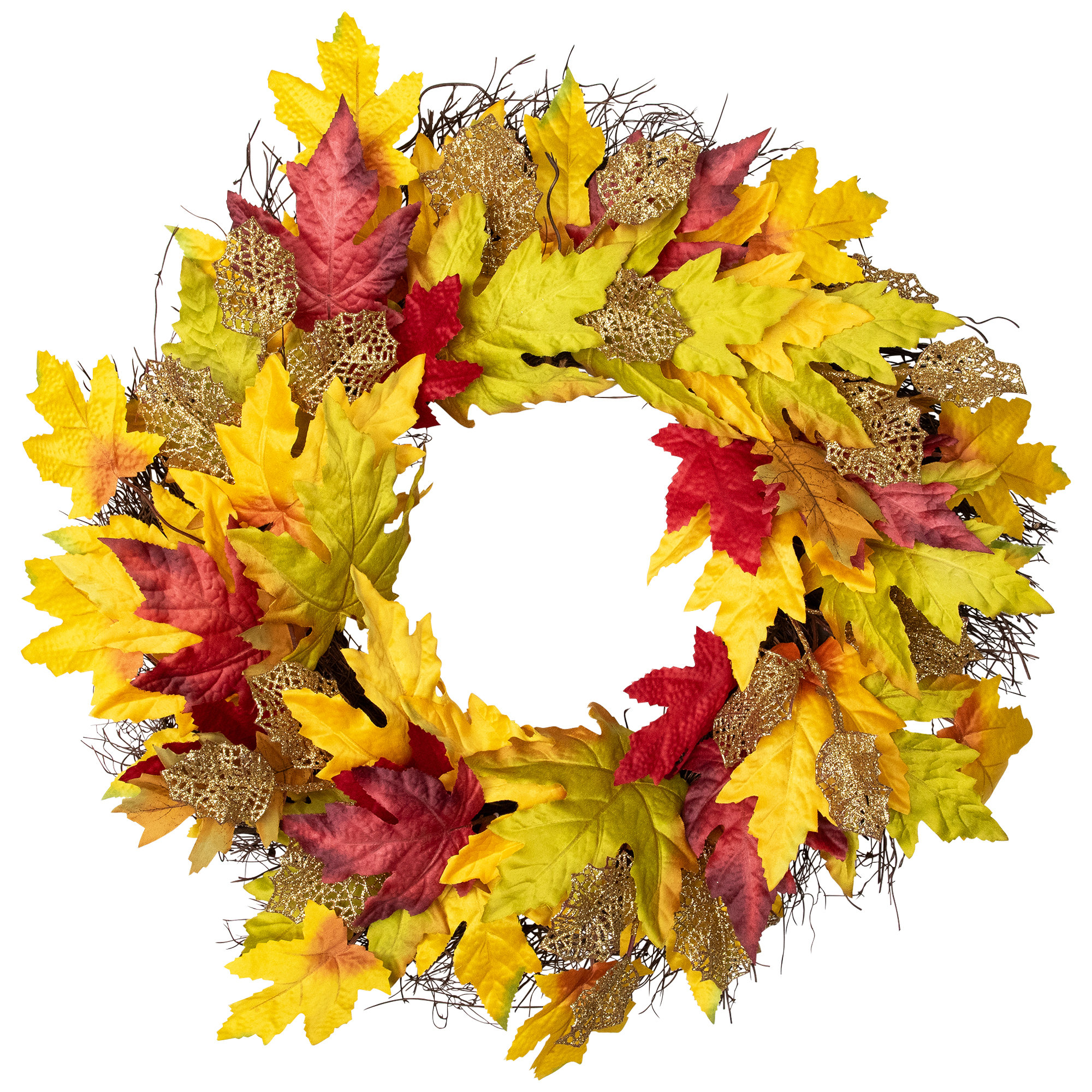 Northlight Seasonal Maple Leaf Artificial Fall Harvest Wreath 22-Inch ...
