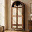 Arched Double Wardrobe with Rattan-Effect, 2 Doors, 2 Drawers, Hanging Rail & Display Shelf